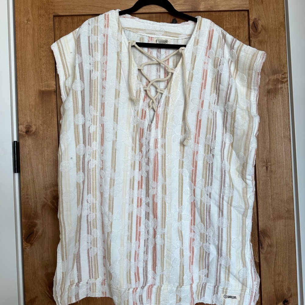 Women's Striped floral cover up - Cream and Brown